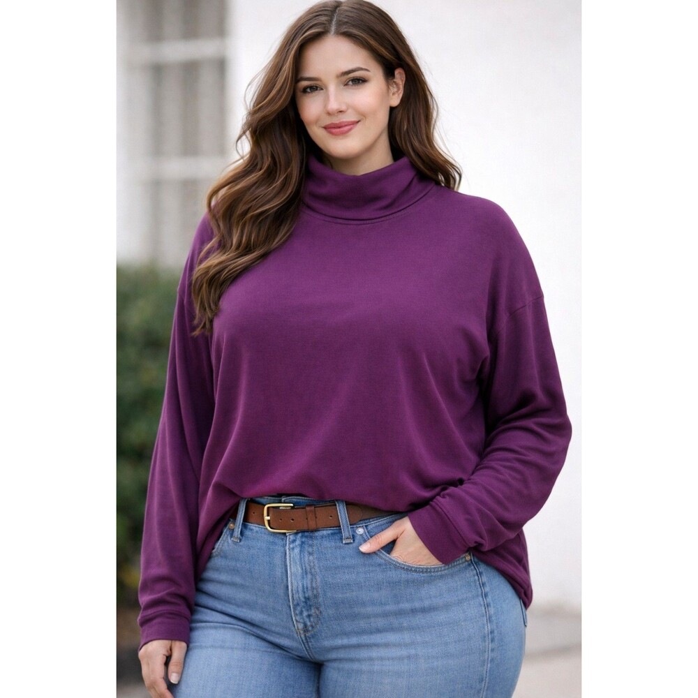 Shirt size 26 To 28 womans Venezia Vitale Maroon Red Long Sleeve Mock Turtleneck